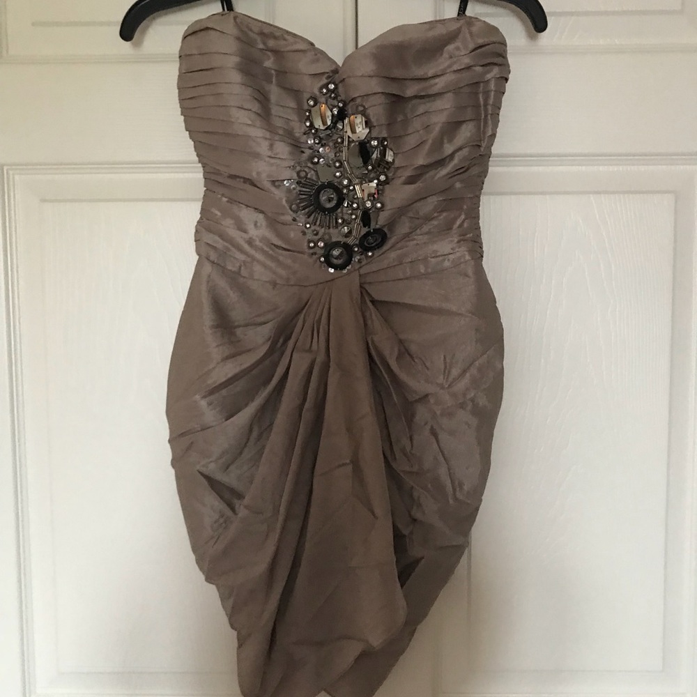 Strapless bebe champagne dress